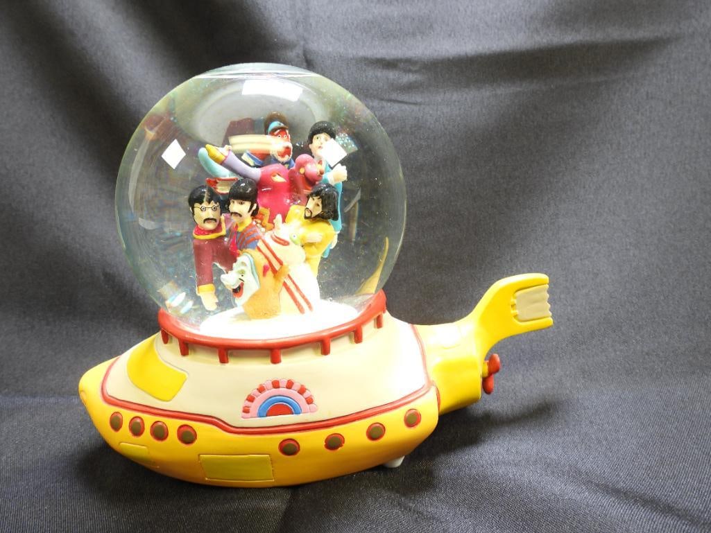 BEATLES Yellow Submarine Limited Edition Figural Snowglobe Music Box by Pepperland Globe, Numbered (1 of 3)