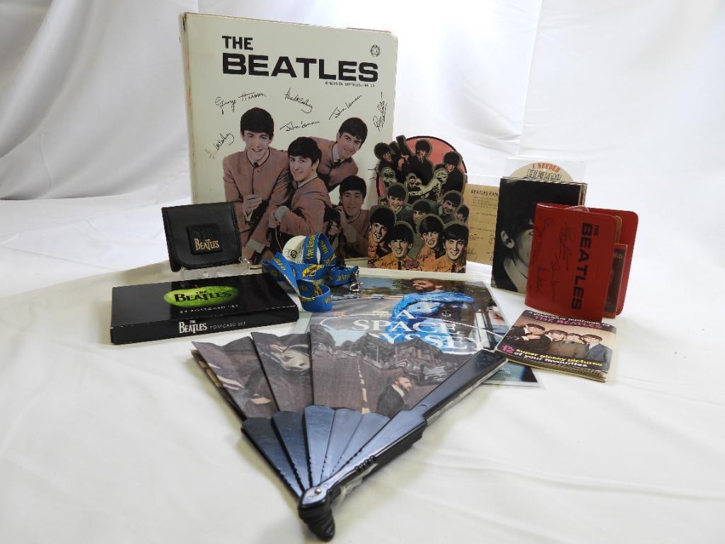 HUGE LOT of BEATLES Memorabilia Including Fan, Binder, Postcards, Coin Purse, Grooming Set, and (1 of 7)