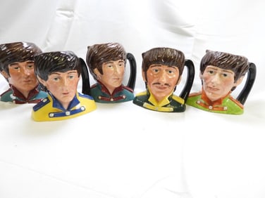 SET OF 5 ROYAL DOULTON Beatles Themed Character Jugs, Limited 1984, Hand-Decorated, RARE AND HIGHLY