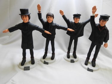 SET OF 4 Resin Beatles "HELP!" Art Figurines, Hand Decorated