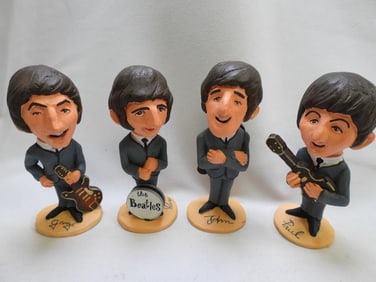 LOT OF 4 BEATLES Resin Figurines, Hand Painted