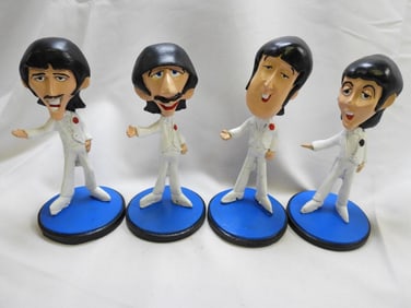 LOT OF 4 BEATLES Resin Figurines, Hand Painted