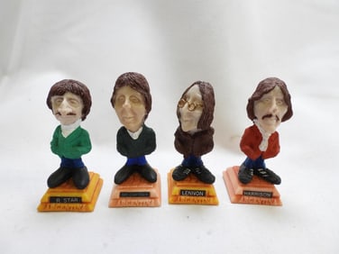 LOT OF 4 BEATLES Resin Figurines, Hand Painted, Made by TANGO, Argentina