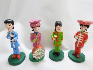 LOT OF 4 BEATLES Resin Figurines, Hand Painted