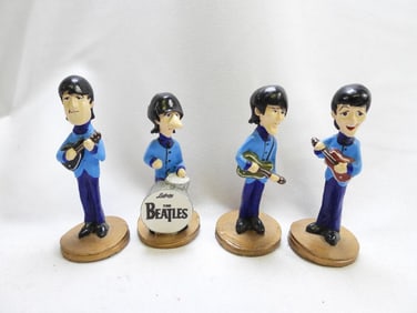 LOT OF 4 BEATLES Resin Figurines, Hand Painted