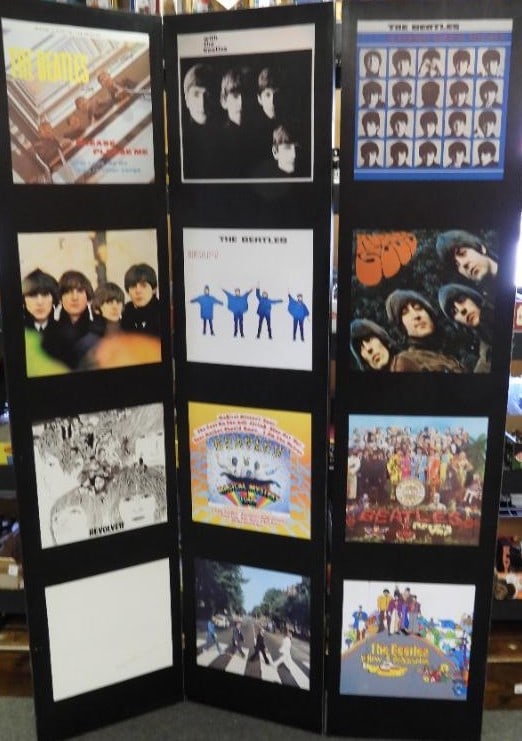 3 Panel Folding Screen Featuring Beatles Album Cover Art (1 of 20)