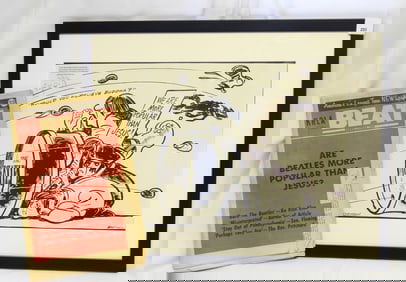 Limited Edition Signed Beatles Cartoon Would you believe Buddha, "We are more popular than JESUS"