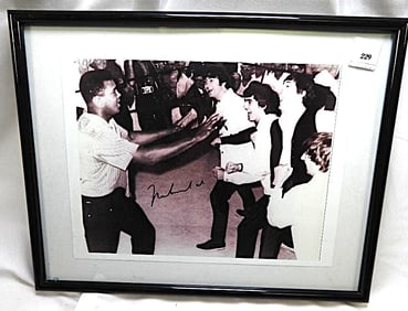 Signed Photo of Muhammed Ali Meeting the Beatles