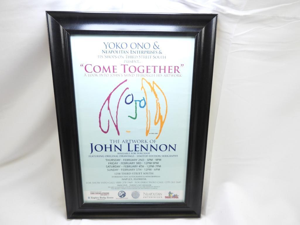 Framed Advertising Art Poster for John Lennon's 'Come Together" Art Show (1 of 4)