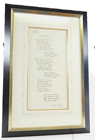 Framed LIMITED EDITION "Happy Christmas" Lyric Silk Screen Print, #873 OF 1000 With Certificate of