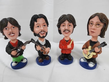 LOT OF 4 Beatles "Let It Be Rooftop Bobblehead" Statues