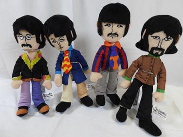 LOT OF 4 Beatles Soft Sculpted Dolls with Stands