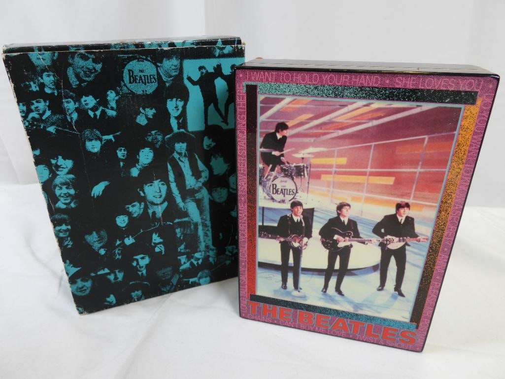 Beatles Themed Laminated Music Box by Hamilton Gifts, BOXED: Music box is 6.25" x 9.75"; does not play and missing foot