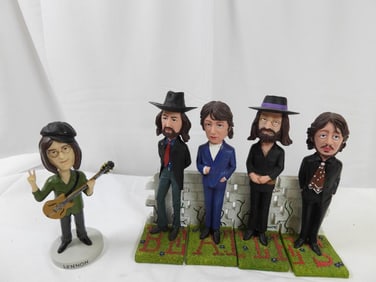 LOT OF 5 Beatles Bobble Head Figurines, Handmade