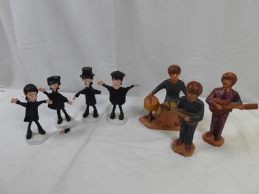 Lot of 7 Beatles Figurines All 4 band members plus 3 ceramic figures