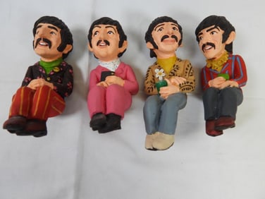 SET OF 4 Beatles Shelf-Sitter Figurines, Hand-Decorated
