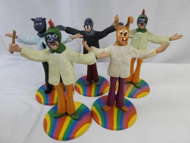 LOT OF 5 Beatles MAGICAL MYSTERY TOUR Figural Statue Set, RARE