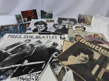 LOT OF BEATLES Photographs, Advertising and Paper Ephemera, Some Autographed