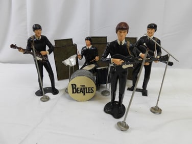 SET OF 4 Beatles Figurines, with Instruments, Speakers, VINTAGE painted in 1964