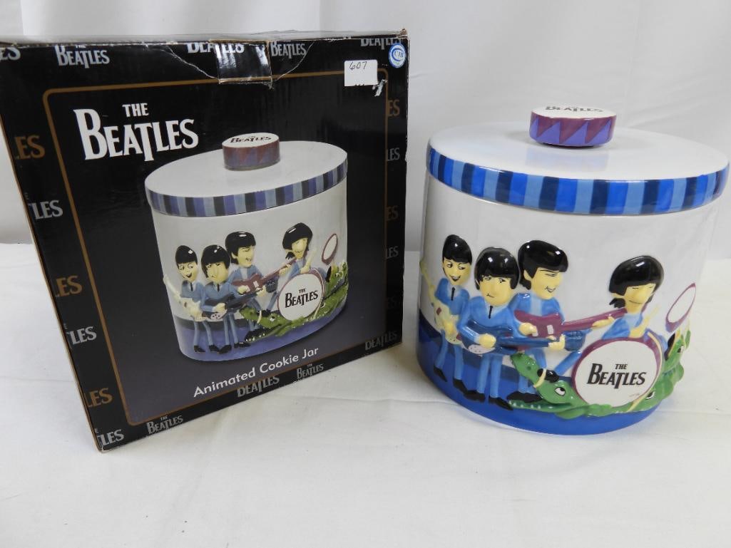 BEATLES Ceramic Cookie Jar by VANDOR, BOXED: A ceramic cookie jar by VANDOR, approximately 7.5" tall, BOXED