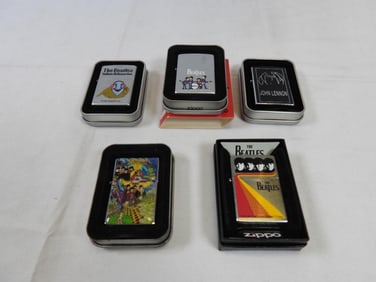 LOT OF 5 BEATLES LIGHTERS (3 are zippos)
