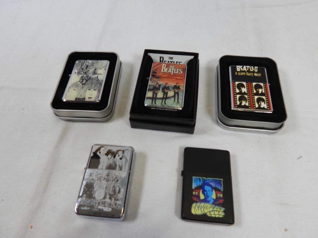 LOT OF 5 BEATLES LIGHTERS NO zippos: LOT OF 5 BEATLES LIGHTERS. Revolver, (2) Beatles, Hard Days Night, Paul Mc Cartney.