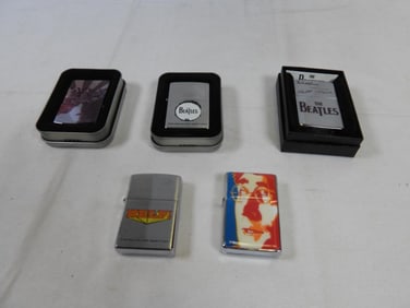 LOT OF 5 BEATLES LIGHTERS (2 are ZIPPOS)