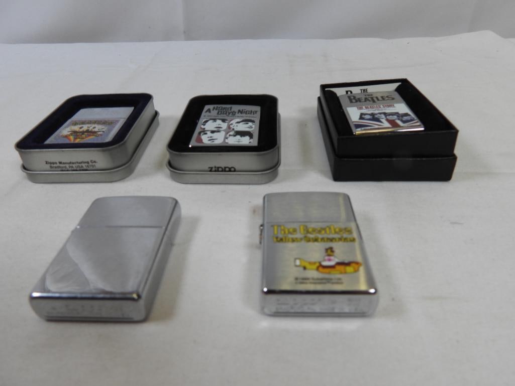 LOT OF 5 BEATLES ZIPPOS LIGHTERS (1 of 6)