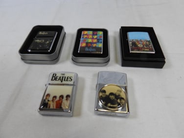 LOT OF 5 BEATLES LIGHTERS (1 is ZIPPO)