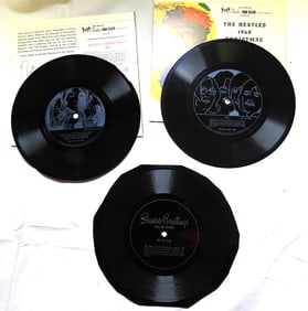 Lot of 3 EXTREMELY RARE Beatles soft vinyl 33-1/2 Christmas records