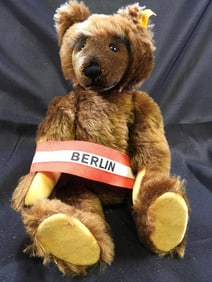 Vintage STEIFF 12" brown teddy bear with Berlin sash