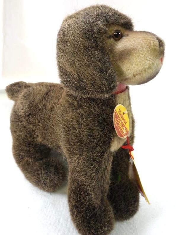 Vintage STEIFF 8" Rattler: Vintage STEIFF approx. 8" tall Rattler with original tag and STEIFF ear button, may have discoloration due to age, overall clean.