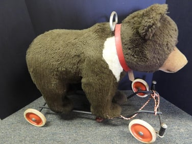 Vintage large 20" tall STEIFF bear on wheels