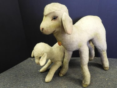 Vintage 19" and 9" STEIFF LOT of 2 lambs