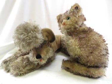 Vintage 12" STEIFF dog & Cat lot.