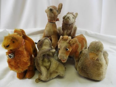 Vintage LOT OF 6 animals including one puppet