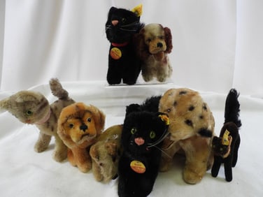 Vintage LOT OF 7 STEIFF dogs and cats