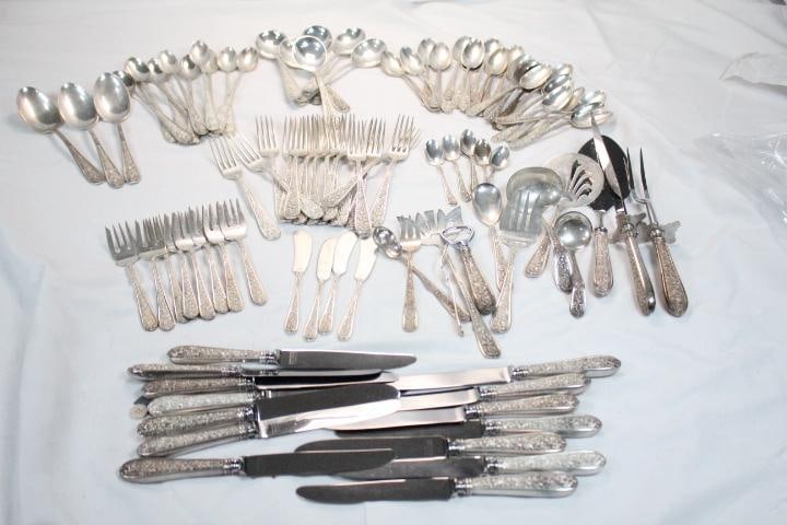 Antique Stieff 103 pieces Sterling Silver Flatware 4,658.5 grams (1 of 9)