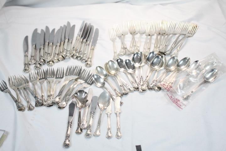 Vintage Sterling Silver Flatware 77 pieces. Weight 3,318 grams. (1 of 11)
