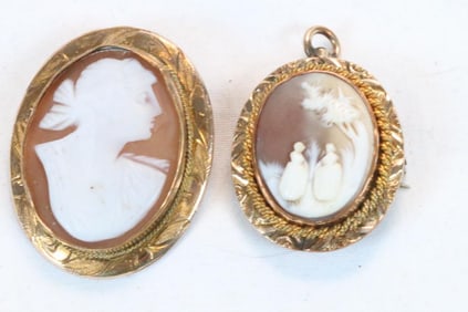12kt gold filled cameos and chain