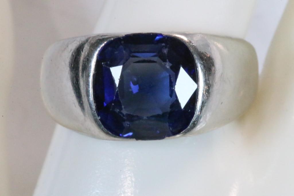 14kt gold huge blue topaz men's ring 18.1 grams size 13.75 (1 of 6)