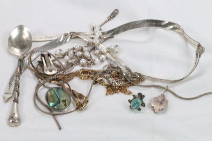 Sterling silver scrap lot damaged except spoon. 62.2 grams.