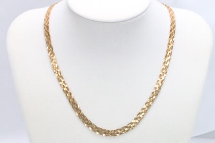 14KT GOLD BRAIDED NECKLACE 16.5" 9.8 GRAMS
