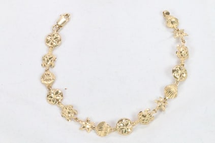 14kt gold Seashore Seashell bracelet 7.5 grams