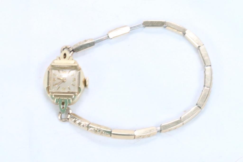14KT gold ladies antique Wittnauer Swiss watch with 10K gold filled band 13.5 grams. (1 of 8)