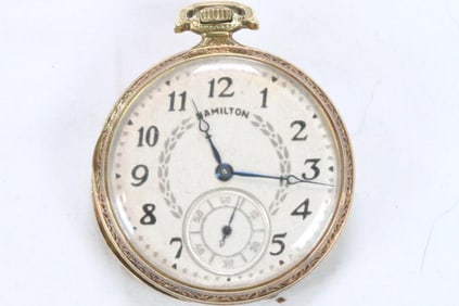 14K Gold Filled Antique Hamilton Pocket Watch