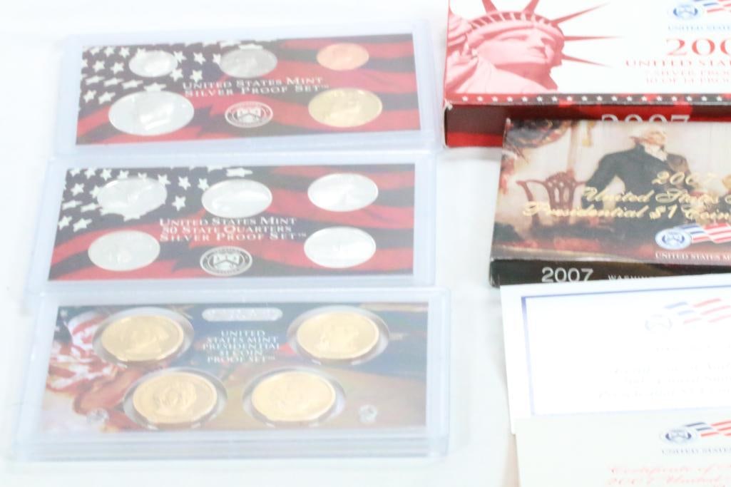 2007 UNITED STATES MINT SILVER PROOF SET COINS with COA (1 of 10)