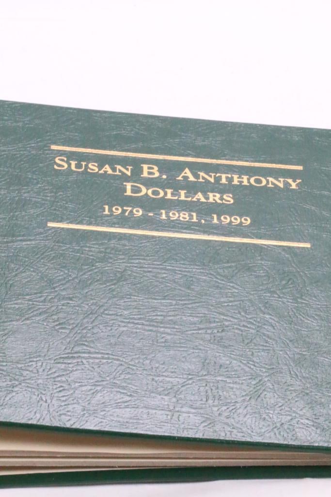 Littleton Custom Susan B. Anthony Dollar Coin Album 1979 to 1981 & 1999 date ranges.: In Green Susan B. Anthony Dollars Binder 15 of 18 coins are in the set.