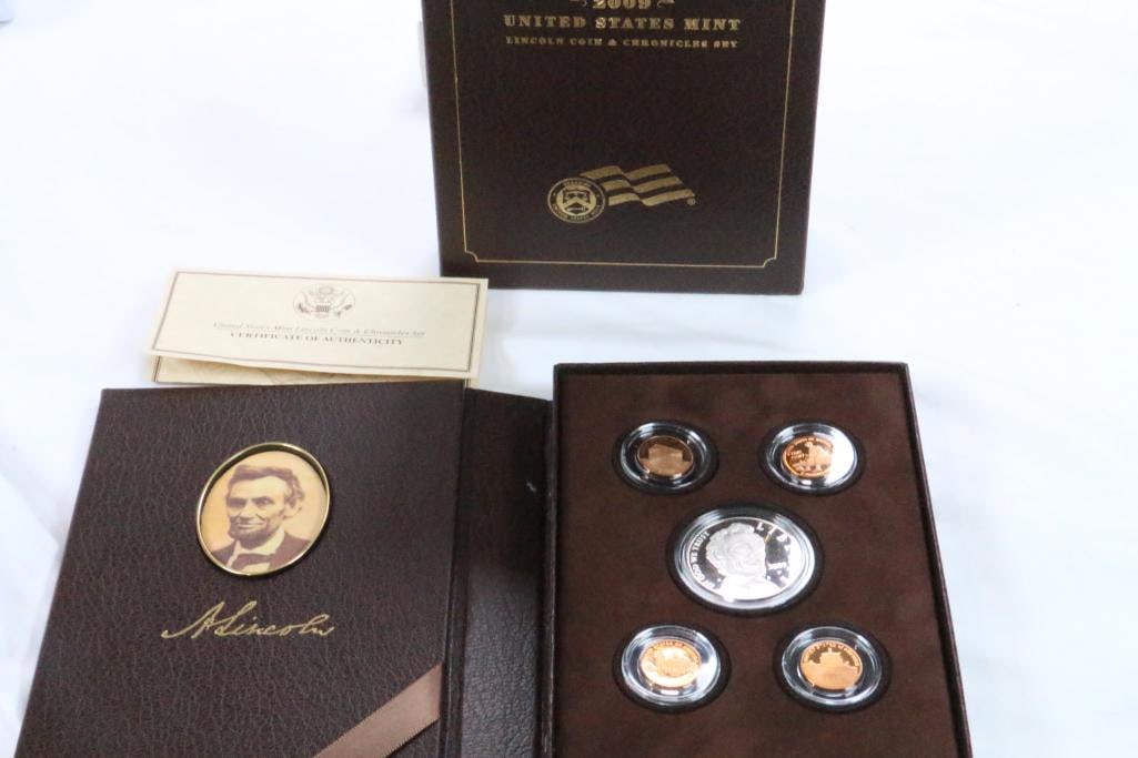 2009 US Mint Lincoln Coin & Chronicles Set includes Commemorative Silver Dollar PROOF (1 of 8)