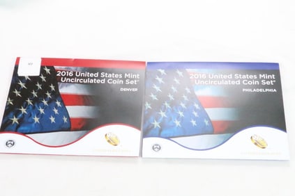 2016 Denver and Philadelphia United States Mint Uncirculated 2 coin Sets